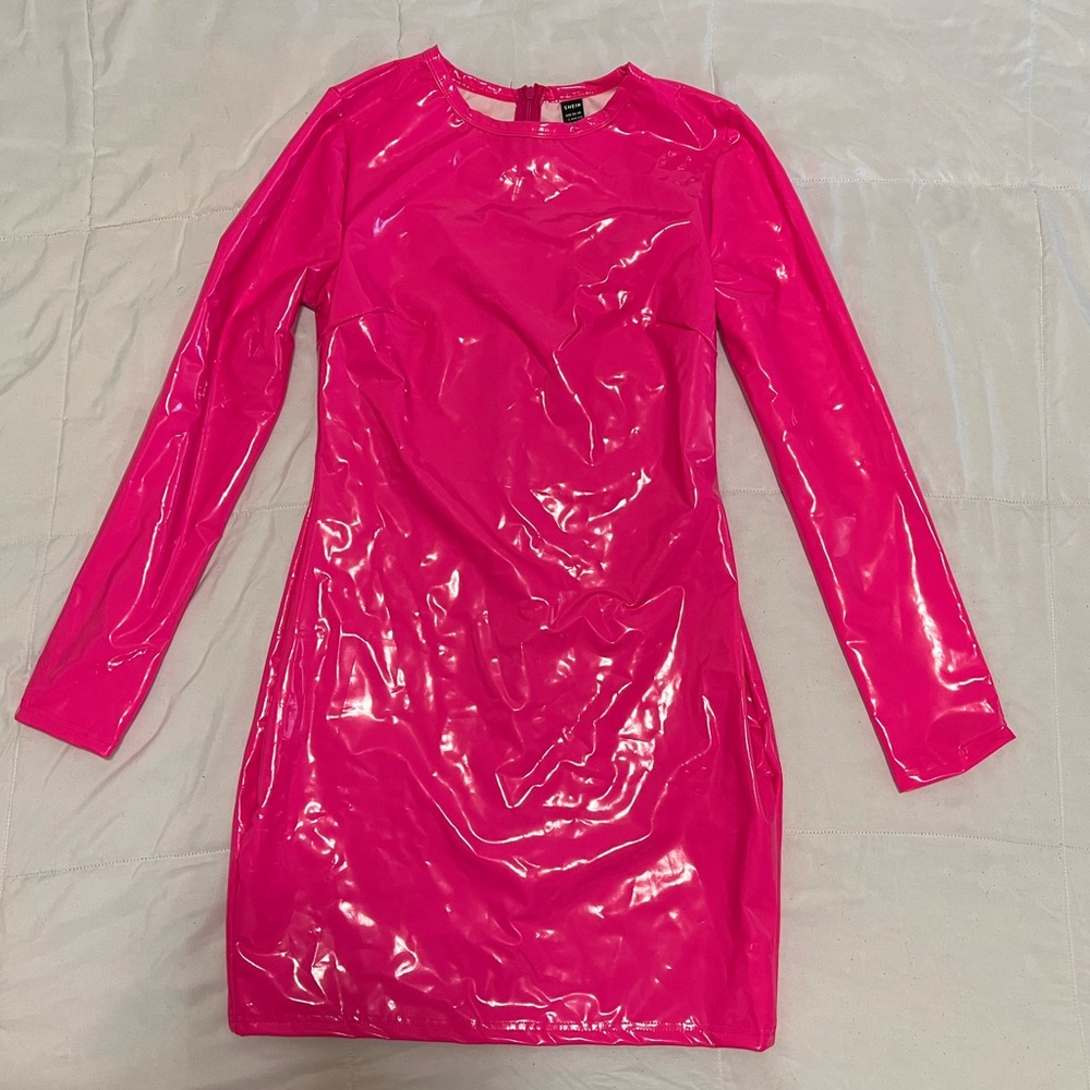 Hot pink leather dress never worn